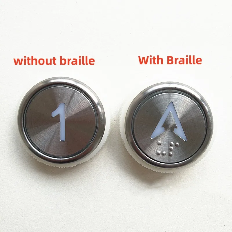 5PCS Elevator Push Button A4N33067 Button Red White Blue Orange Light With Braille Button Lift Parts Stainless Steel