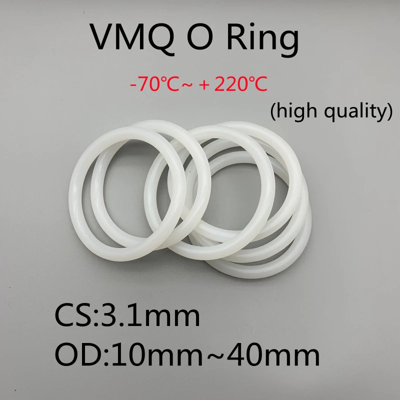 

CS 3.1mm White Silicone VMQ O Ring Thickness Washers Gasket Food Grade Sealing Waterproof Insulated Rubber Silicon o-rings 100pc