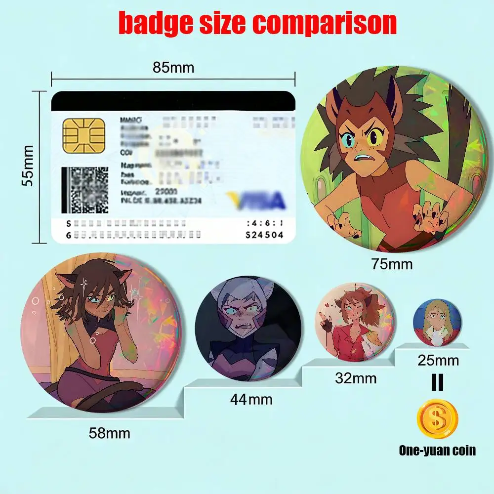 Adora Catra She-Ra Round Exquisite Badge Brooches Creative Pins For Clothes Hat Backpack Gift Accessories