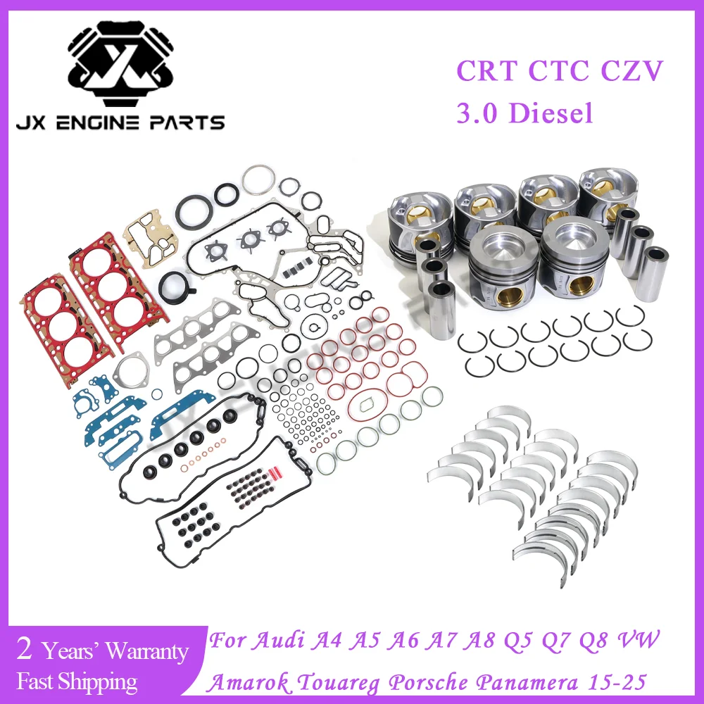EA897 Engine Bearing Piston Ring Full Gasket Set For Audi 3.0 A4 A5 A6 A7 A8 Q5 Q7 Q8 VW Touareg Porsche 3.0L Diesel CRT CTC CZV