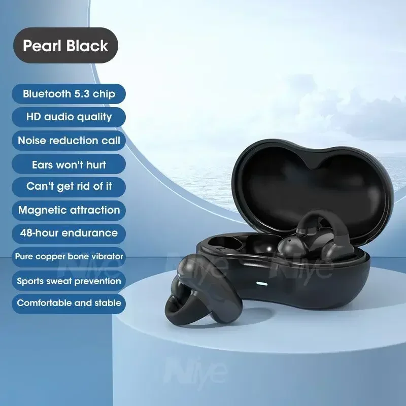 Ambie Sound Earcuffs Auriculares inalámbricos Bluetooth 5,3 TWS Auriculares deportivos Auriculares de conducción ósea para teléfono