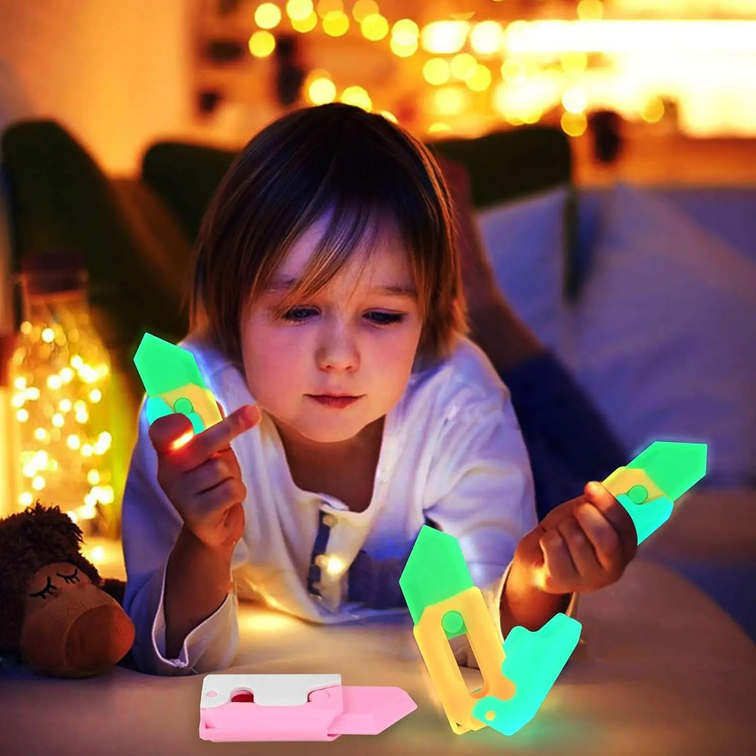 피젯 토이 3D 프린팅 중력 당근 나이프, 성인 및 어린이를 위한 감각 선물, ADHD 자폐증을 위한 불안 스트레스 해소 2개 발광