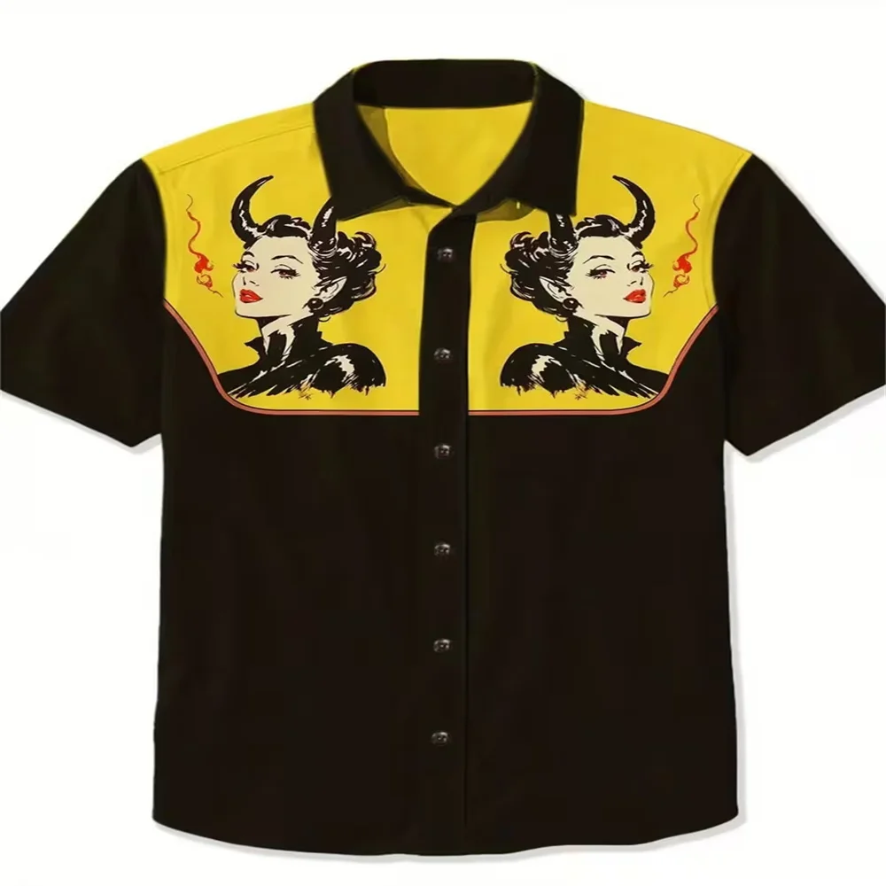 Mexican Cultural Button Down Hawaiian Shirt Men's Shirt Summer Short Sleeved Shirt Fashionable Streetwear Y2k Clothes