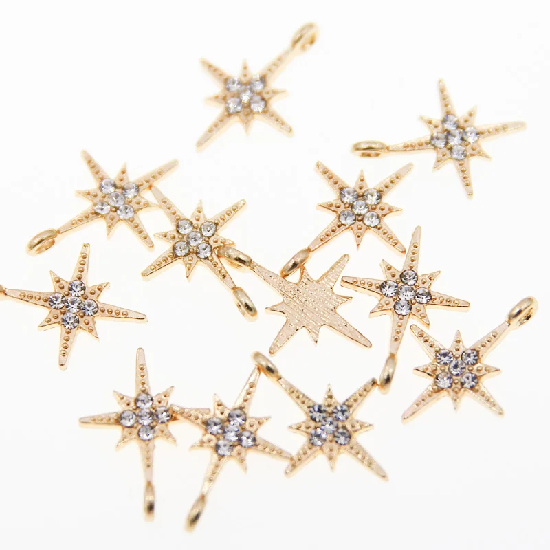 50pcs 14*8mm Six-pointed star Zinc Alloy Round Enamel Charms Mini Sweet Heart Charms For DIY Necklaces Bracelets Jewelry Accesso