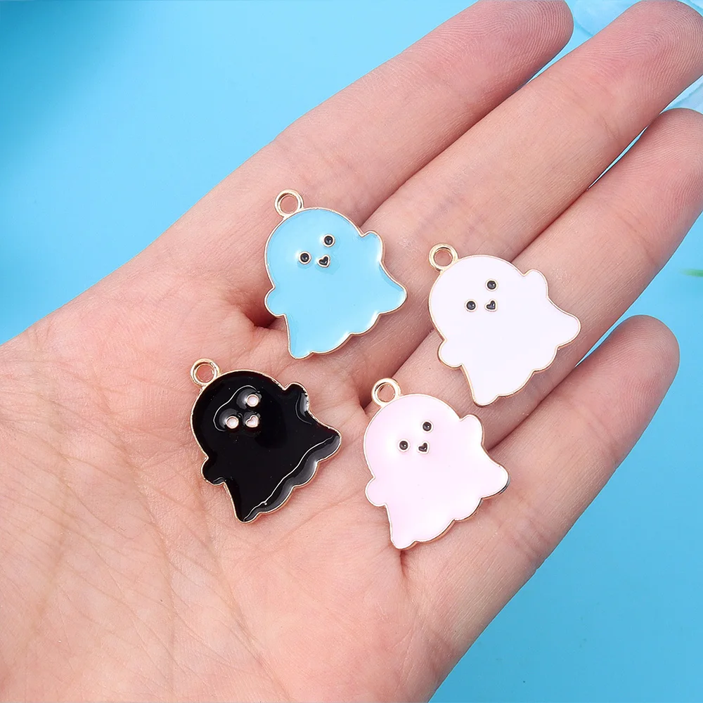 5/9/14pcs Multi-color Ghost Shaped Enamel Craft Pendant, Used for DIY Bracelets, Necklaces, Halloween Decoration Accessories