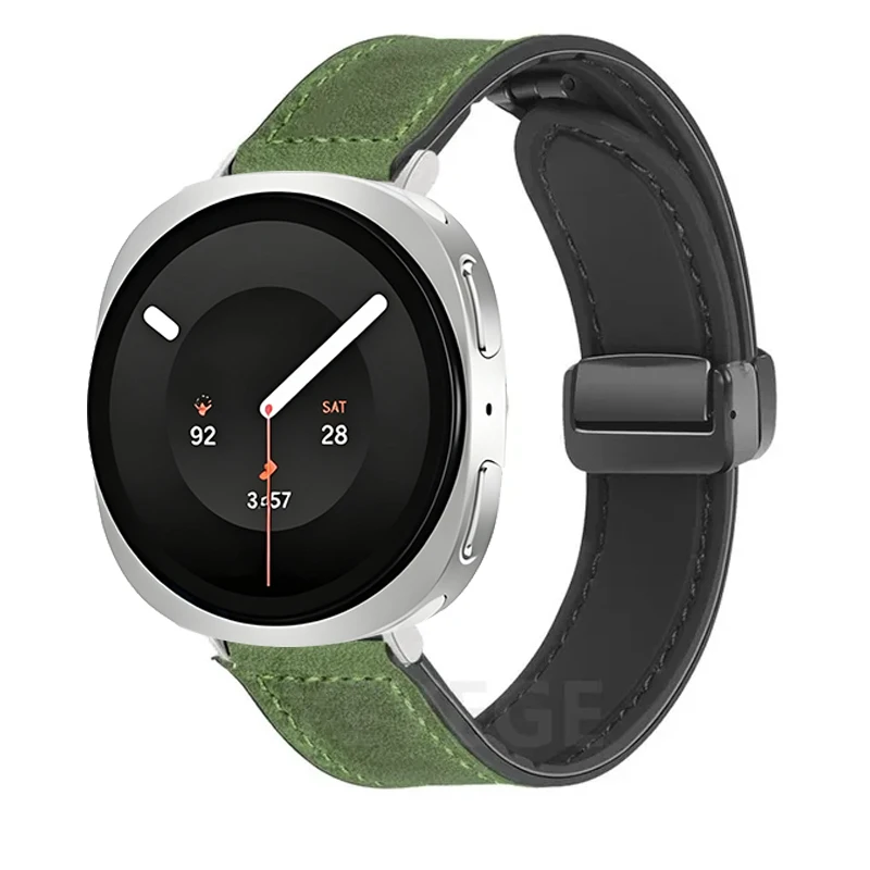Silicone+Leather Strap Bracelet For Samsung Galaxy Watch 9 8 44mm 40mm 8 Classic 46mm Magnetic Band For Galaxy Watch Ultra2 2026