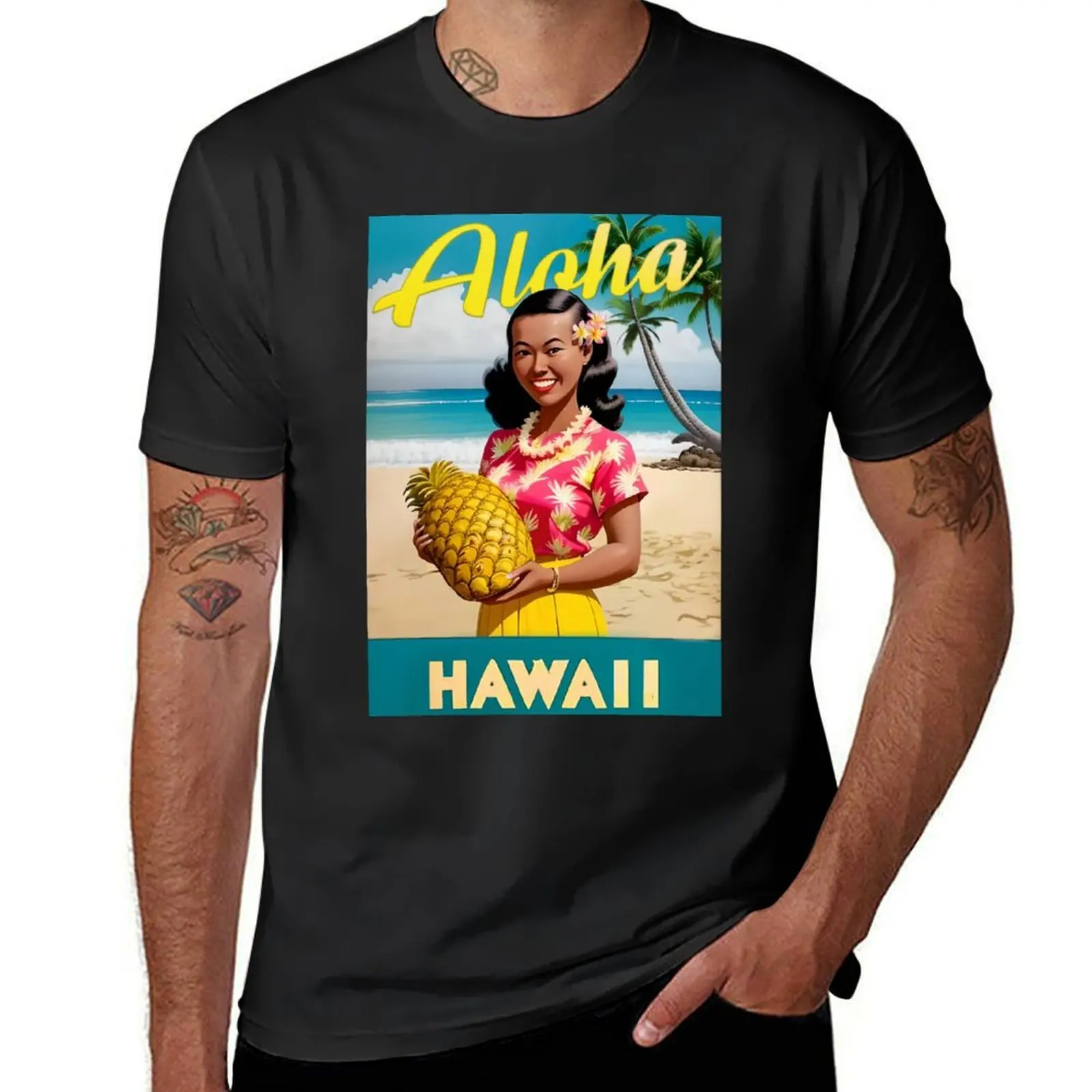 ALOHA Retro Style Hawaiian Postcard T-Shirt anime clothes summer tops mens graphic t-shirts