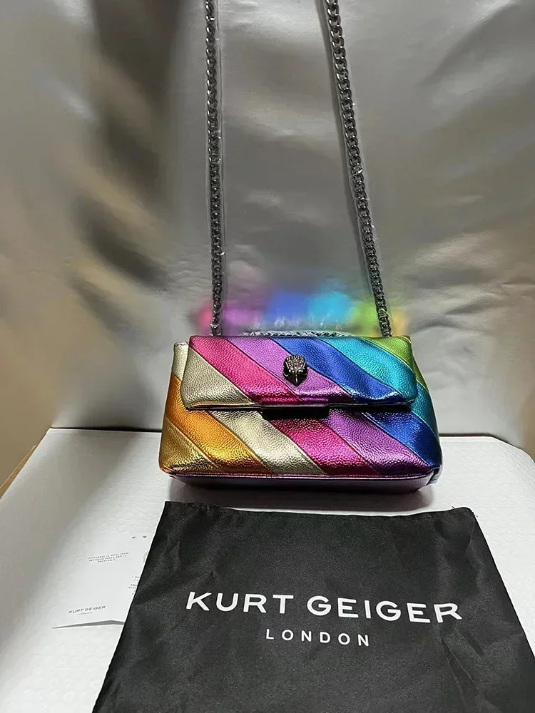 Kurt Geiger London Multi-Coloured Patchwork Crossbody Bags For Women UK Brand Designer Fashion Trend Handbag PU Shoulder Bag