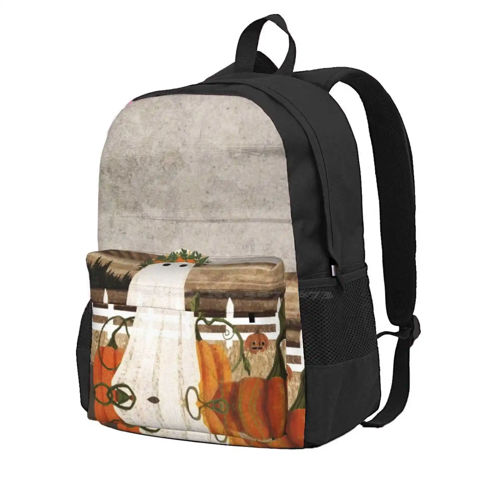 There'S A Ghost In The Pumpkins Patch Again... Hot Sale Schoolbag Backpack Fashion Bags Autumn Fall Halloween Pumpkin Farm