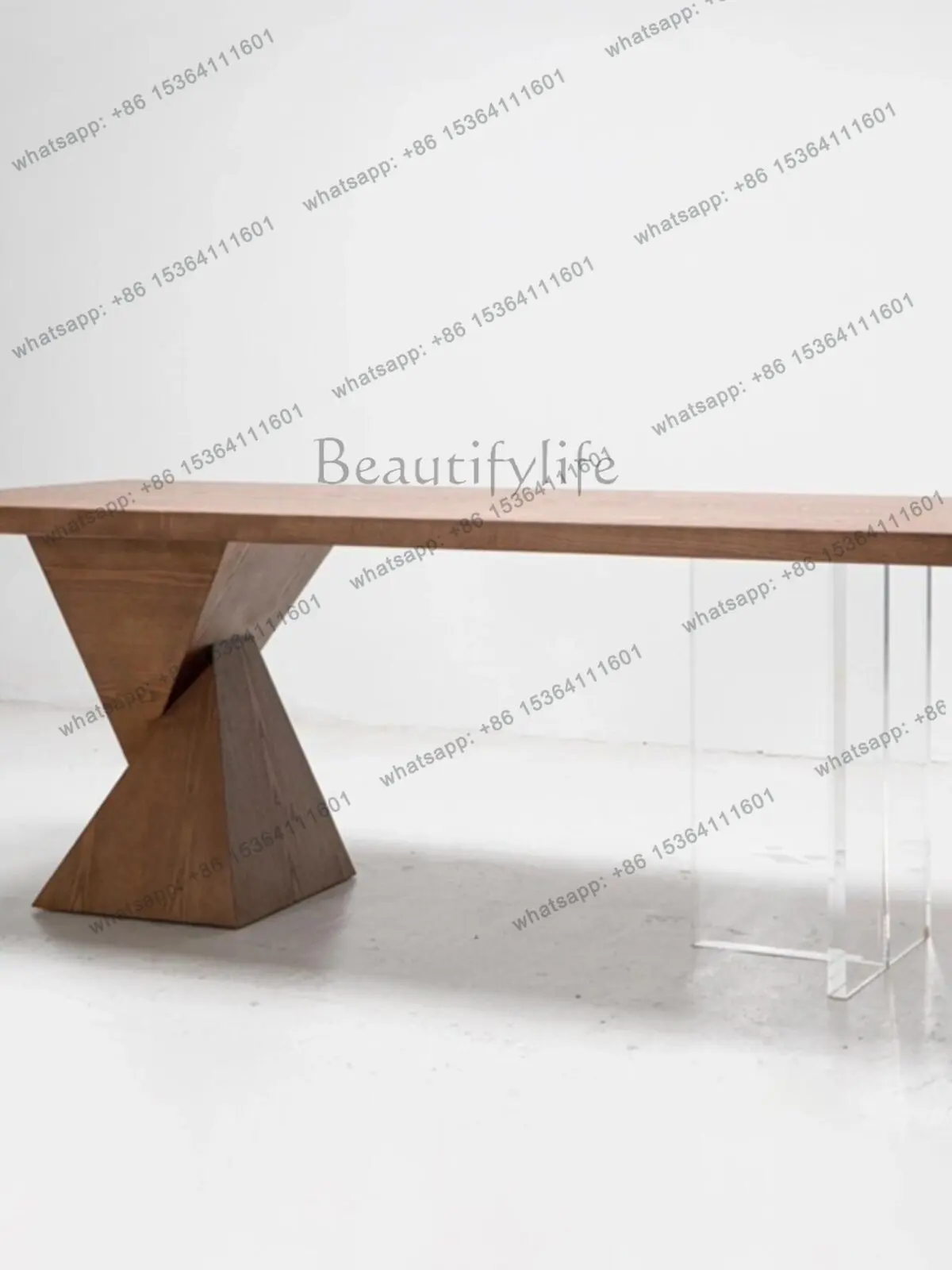 

Medieval wabi-sabi wind acrylic suspended large board new Chinese rectangular table