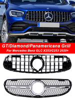 Facelift Black Silver Front Bumper Panamericana GT Grille For Mercedes Benz GLC X253 C253 Diamond Style Grill 2020 2021 2022