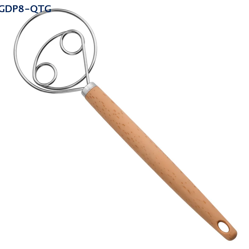 NEW 10 Inch Creative Hand Blender DIY Danish Bread Stainless Steel Bakeware Dough Whisk Egg Beater Mixer Tool Wood Handle