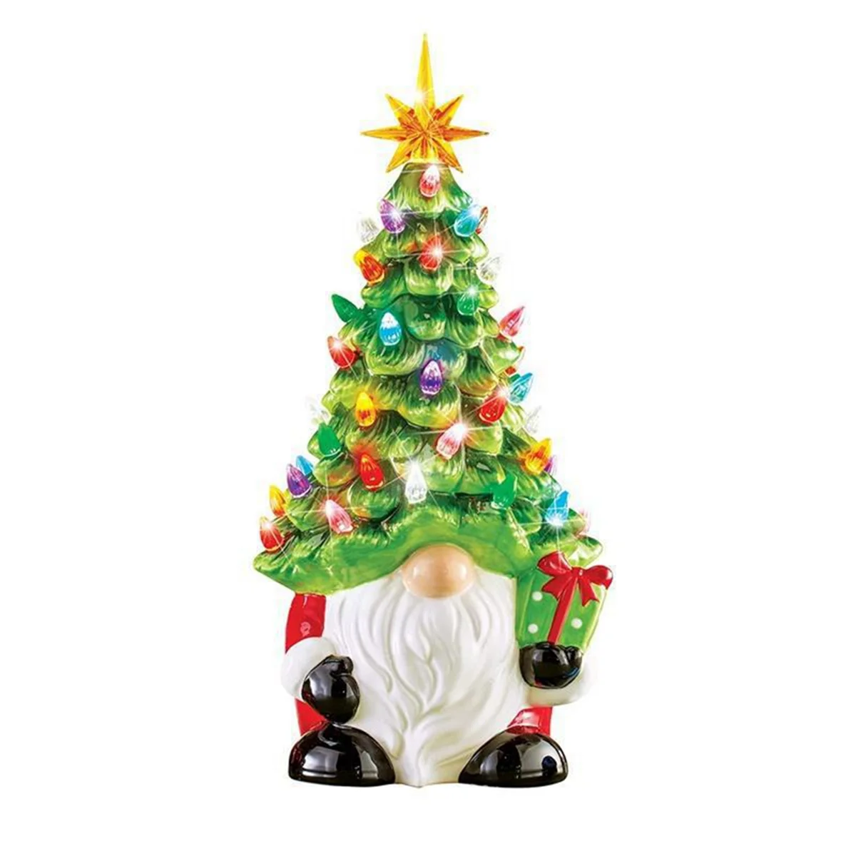 Christmas Decorations - 6.2Inch Lighted Up Gnomes Christmas Tree with Multicolored Lights Small Mini Holiday Decor