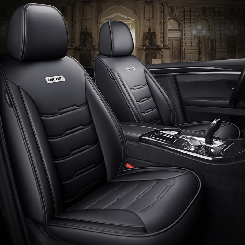 Universal Car Seat Cover Protector PU Leather Front & Rear Seat Back Cushion Pad Mat Backrest for Auto Interior Truck SUV Sedan