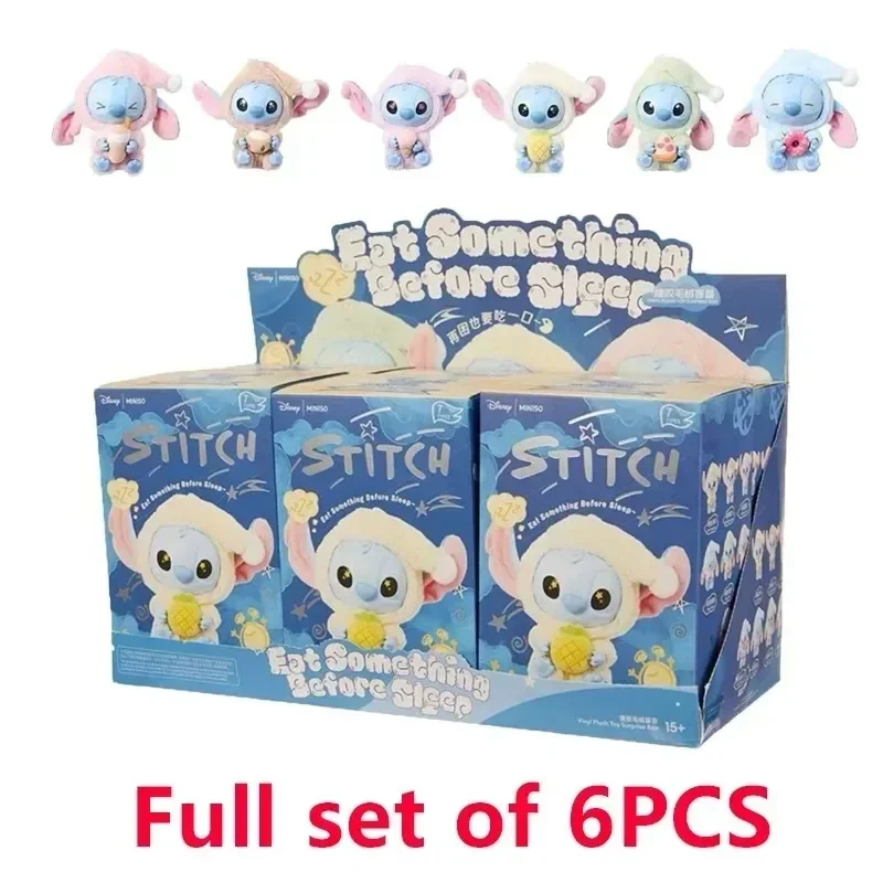 

Kawaii Stitch Blind Box Bag Eat Some Thing Before Sleep Series Виниловая подвеска Милая кукла Mystery Box Пушистая кукла-сюрприз Подарок 32