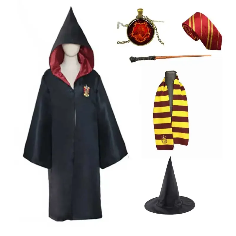 여성 소녀 마법사와 요술 학교 유니폼, 어린이 성인 슬리데린 로브 망토, 파티 코스프레 할로윈 코스튬