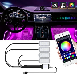 Car Led Interior Ambient Foot Strip Light Kit With USB Cigarette Lighter Backlight Music Control App RGB Auto Decorative Lamp