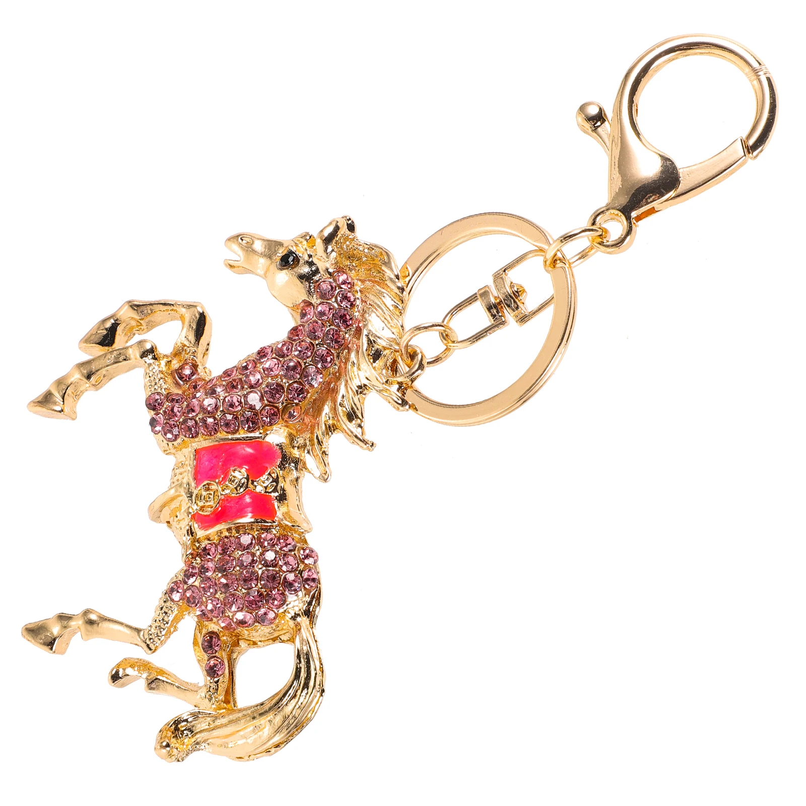 

1pcs Horse Racing Keychain Pink Cartoon Horse Keychains Cute Animal Charm Compact Size for Backpacks Bags Gifts