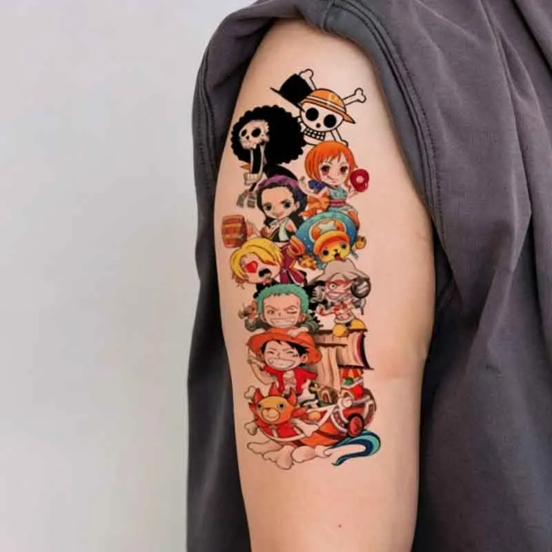 One Piece character tattoo decals for arm tattoos  colorful Luffy designs. Long-lasting arm stickers and paintings The best gift - view 3