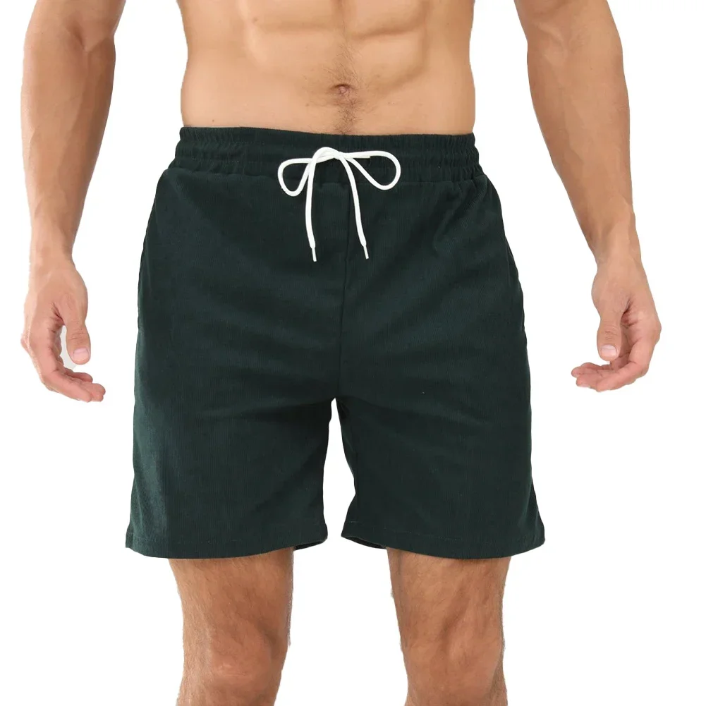 Herren kurze Hosen Herren Shorts Strand atmungsaktive Cord Kordel zug elastische Taille minimalist ische einfarbige Mode