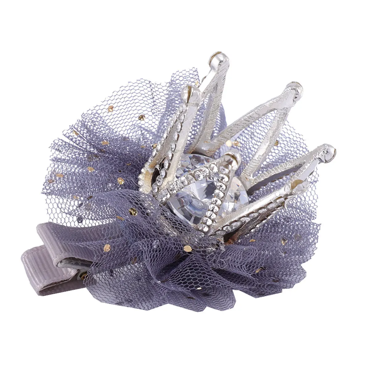 

2pcs Diamond Crown Hair Clips For Girls Mesh Three-Dimensional Hairpin Kids Hair Accessories Fashion Headwear Pink