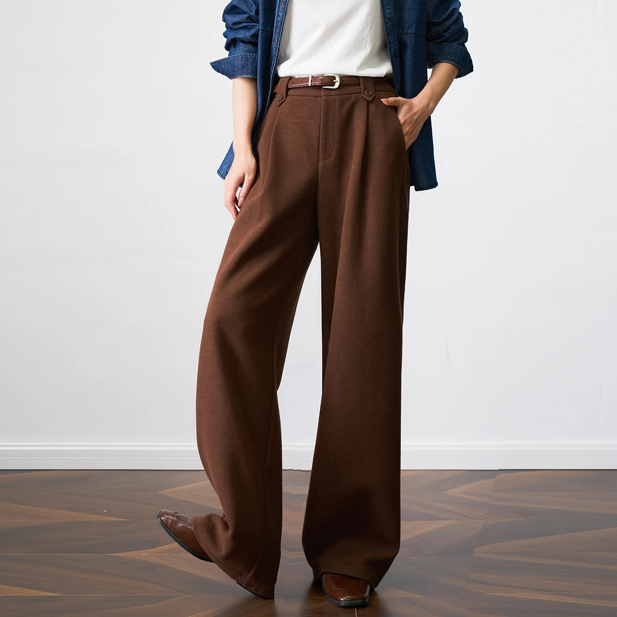 OLrain بنطلون نسائي واسع الساق لخريف 2025 عالي الخصر فضفاض مناسب بسحاب أمامي مستقيم سروال مكتب سيدة قيعان O57QK001819 #5