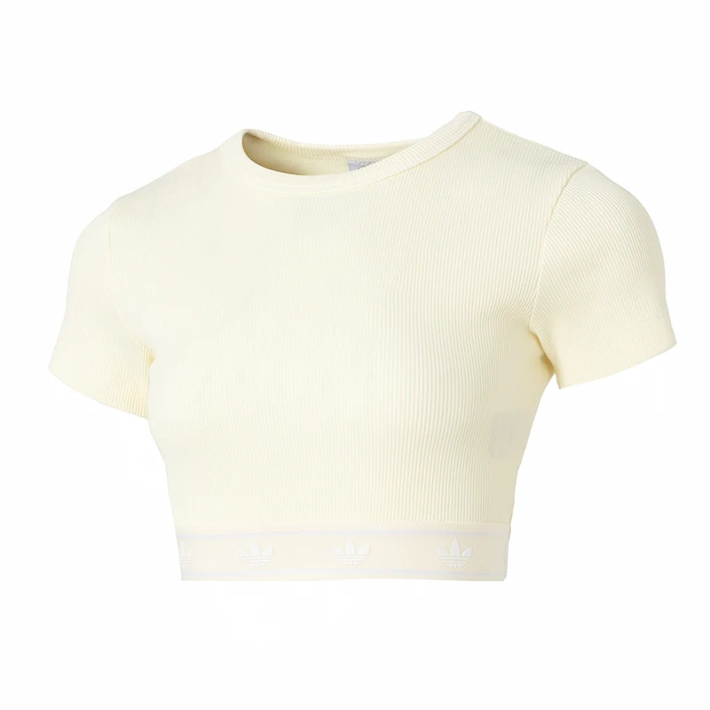 

Adidas Rib Ss Topt-Shirt с круглым вырезом, свободная женская повседневная повседневная футболка с короткими рукавами Jd0040