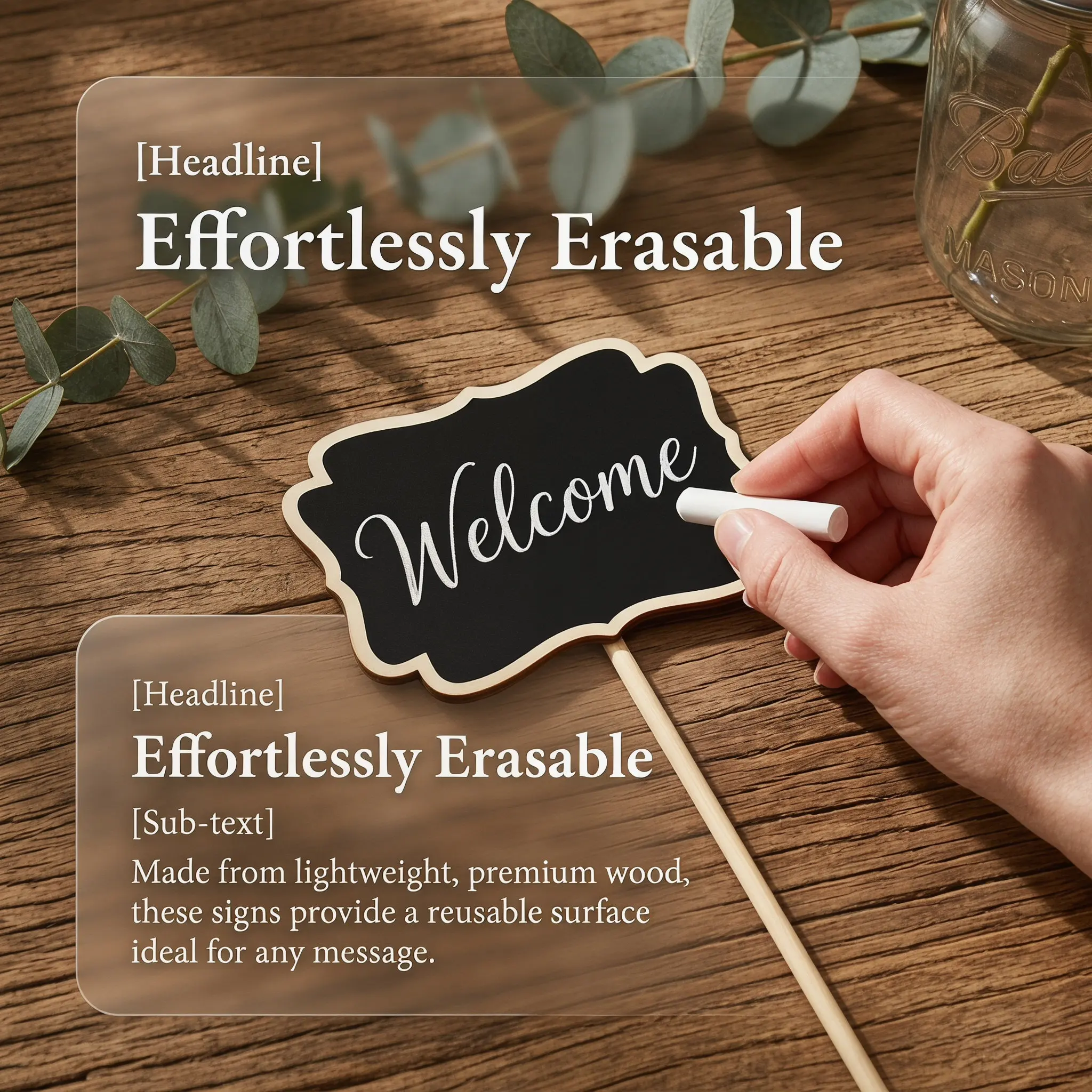 20Pcs Mini Chalkboard Toppers Black Wooden Message Boards Garden Plant Tags Labels for Weddings Christmas Table Numbers