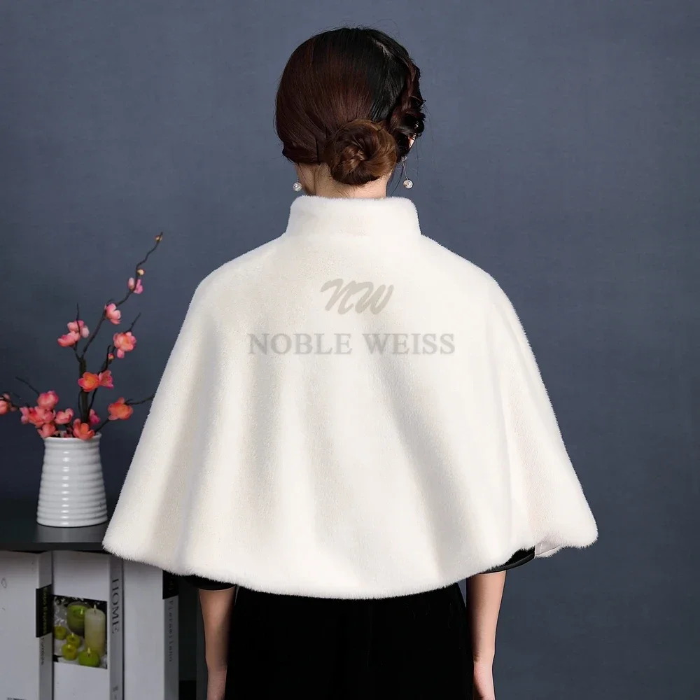 Kunstpelz Party Wrap Winter Warm Braut Bolero Hochwertiger Hochzeitsmantel Stehkragen Hochzeit Braut Wrap Party Cape Großhandel