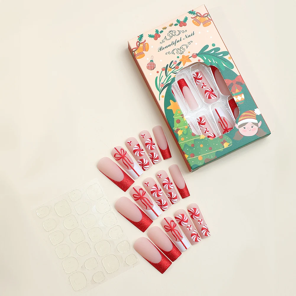 Long Candies Pattern Fake Nail Unique Personalized False Nail For Beginners