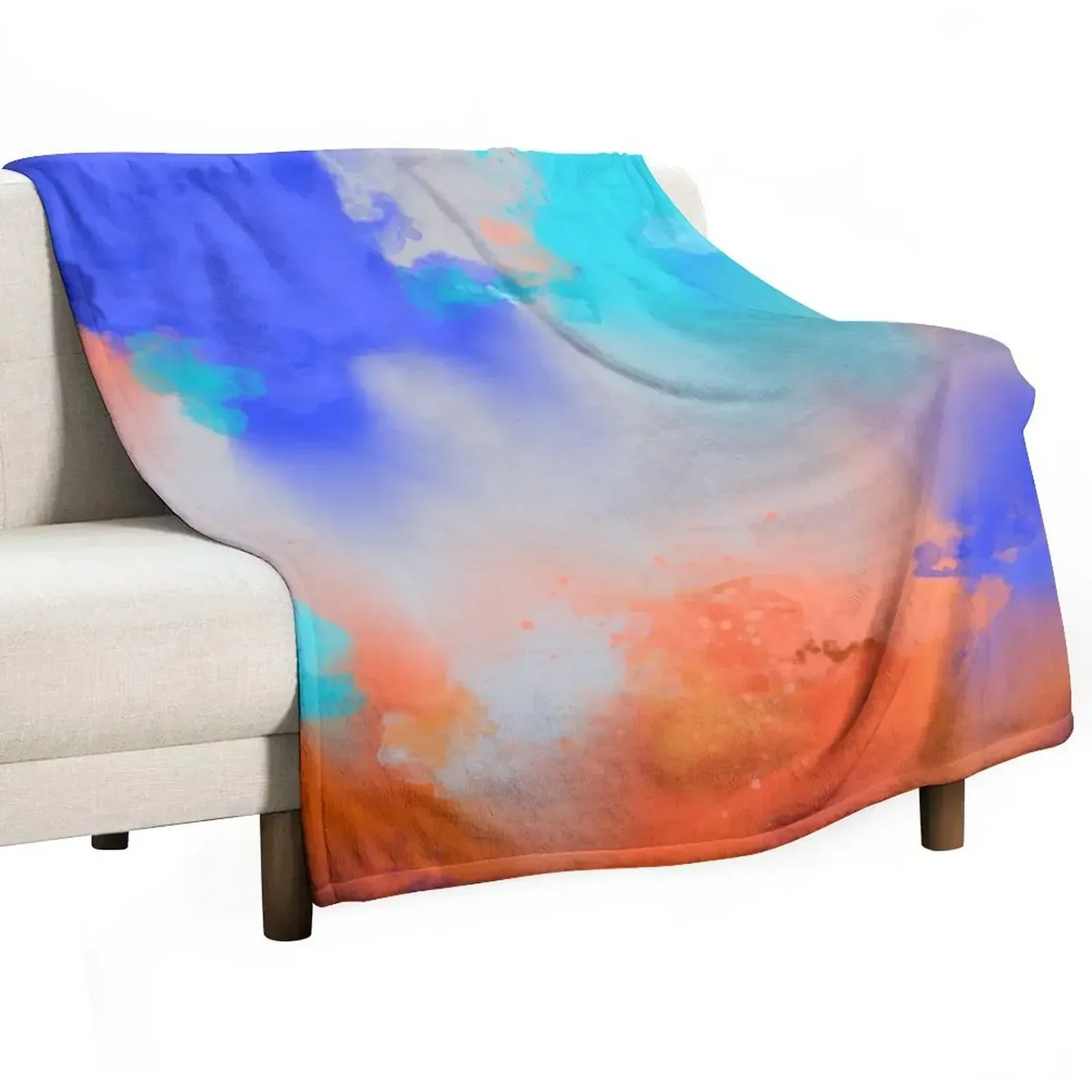 

Blue and Orange Abstract At A Glance Throw Blanket Hairy Blankets For Baby Multi-Purpose decorative Blankets