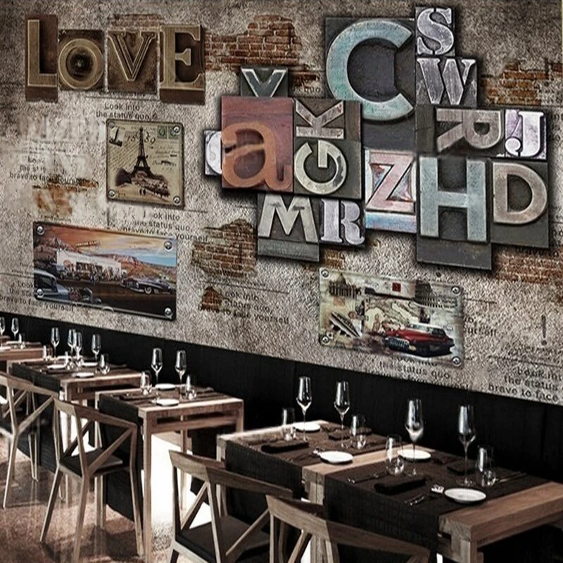 Nordic letter casual coffee shop work uniform customization TV bedroom luxurious home decoration background wall
