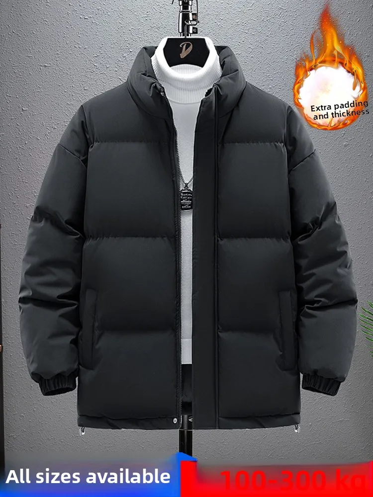 

Мужская хлопковая куртка с утепленным воротником, зимняя, повседневная, свободного кроя, для полных мужчин, верхняя одежда с наполнителем из полиэстера, на молнии
