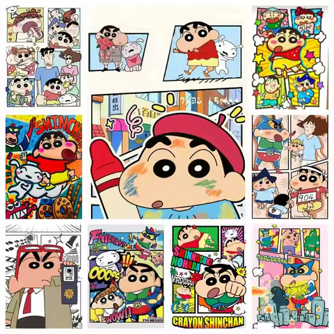 2025 New Diamond Painting Crayons Shin Hobby Comic Grid Cartoon Cross Stitch Kit Embroidery Handmade Home Decor Children Gift