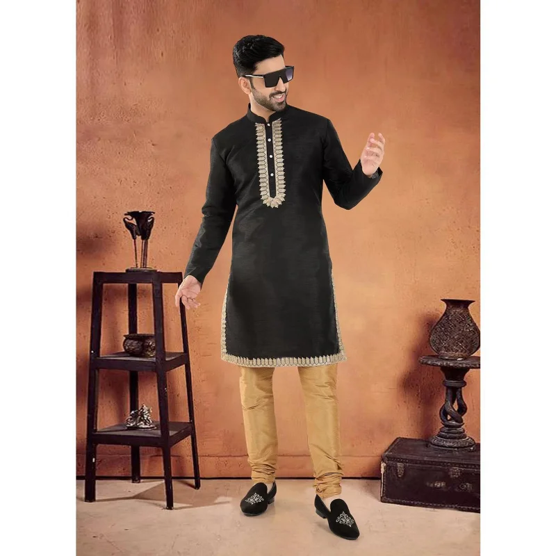 Uomo Stampa digitale Kurta Vardha Regular Fit Colletto alla coreana Lungo Adatto a tutte le occasioni Such Wedding Hari Raya Aidilfitri
