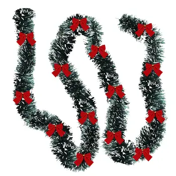 Artificial Christmas Garland Xmas Tinsel Garlands with Bowknot for DIY Wreath Christmas…