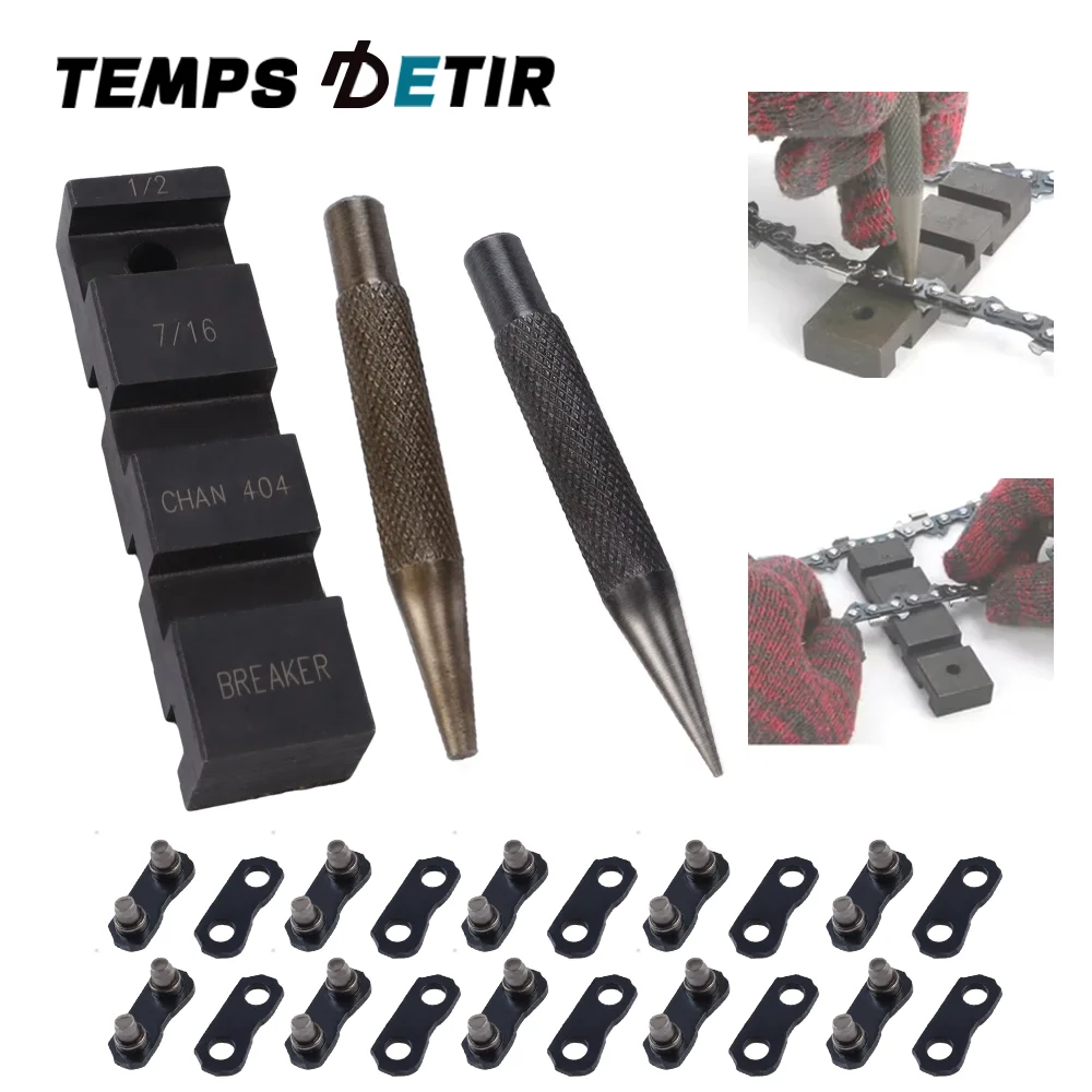 1SET Pocket Chainsaw Breaker Tool Set with 10 Sets 0.325'' Joiner Link Chain Saw Repair Kit Durable & Easy Mending Riveting Tool