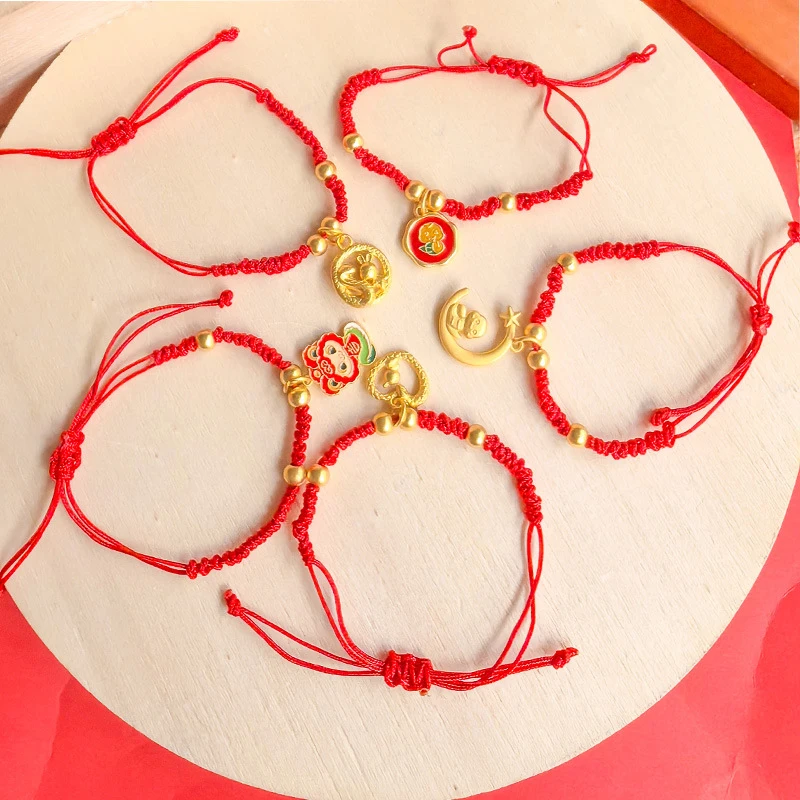 

Cartoon Snake Year Lucky Red Rope Bracelet Chinese Style Zodiac Snake Braided Bracelet Jewelry Accessories New Year Gifts