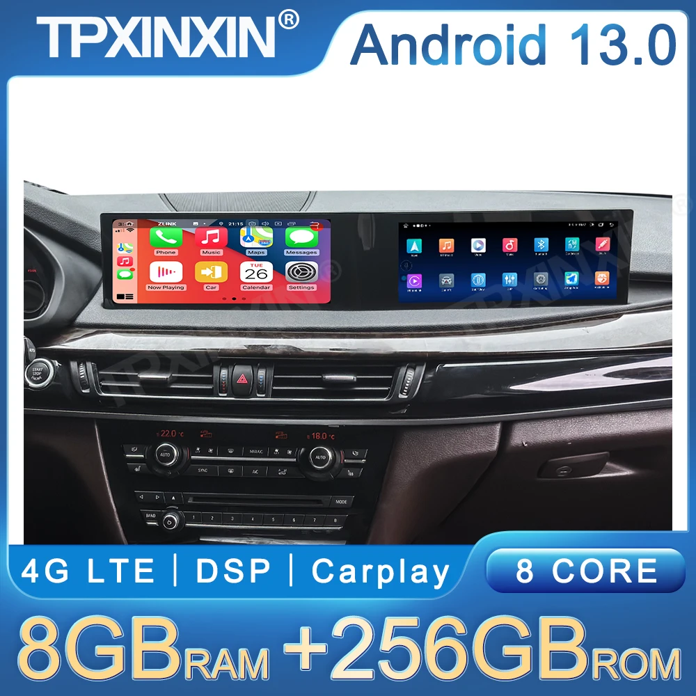 Android Auto Car Radio For BMW X5 X6 2007-2013 CCC/CIC 21-inch Dual Screen Interaction GPS Navi Carpaly Stereo Multimedia Player