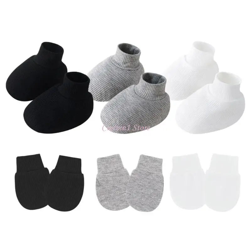 Y1UB Bayi Anti Sarung Tangan dan Kaus Kaus untuk Anak Laki -Laki Gadis Nyaman Cotton Mittens & Foot Cover Untuk Rumah
