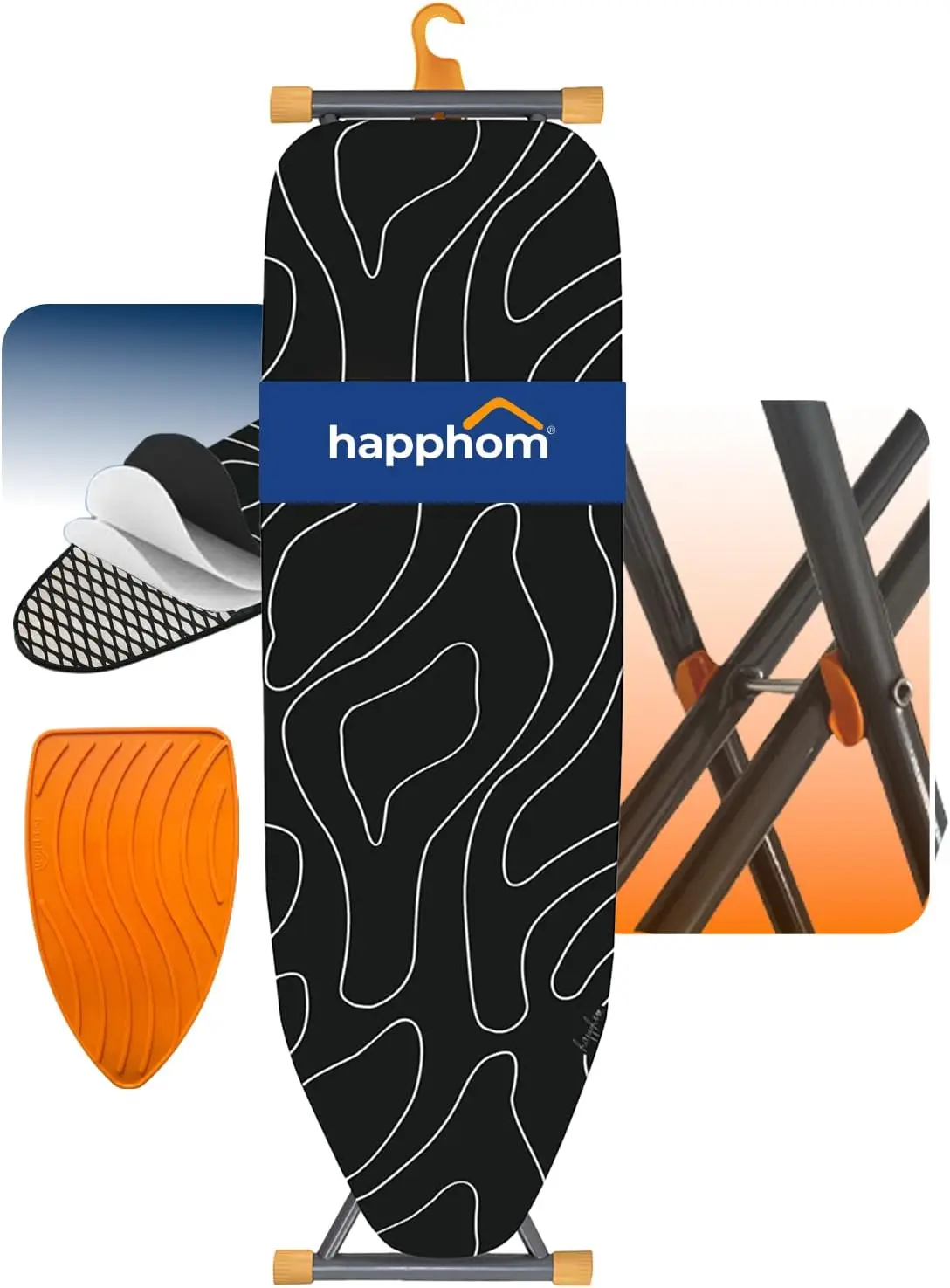 

Компактная гладильная доска с регулируемой высотой, толстым 3-слойным покрытием и умной вешалкой для удобного хранения