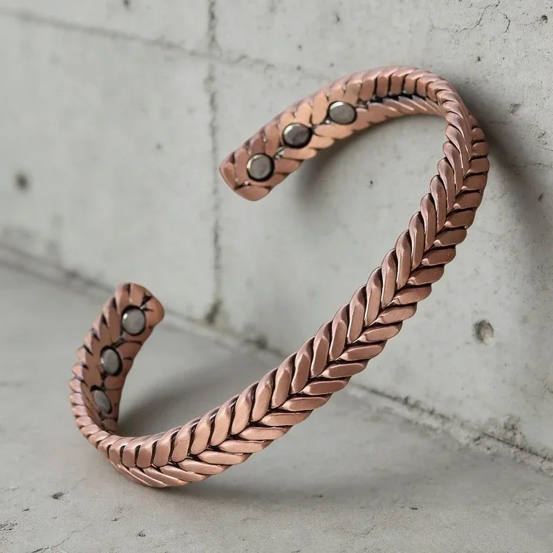 Pure Copper Bracelets Women Magnetic Therapy Braided Adjustable High Magnets Cuff Bangles Resizable Jewelry Female