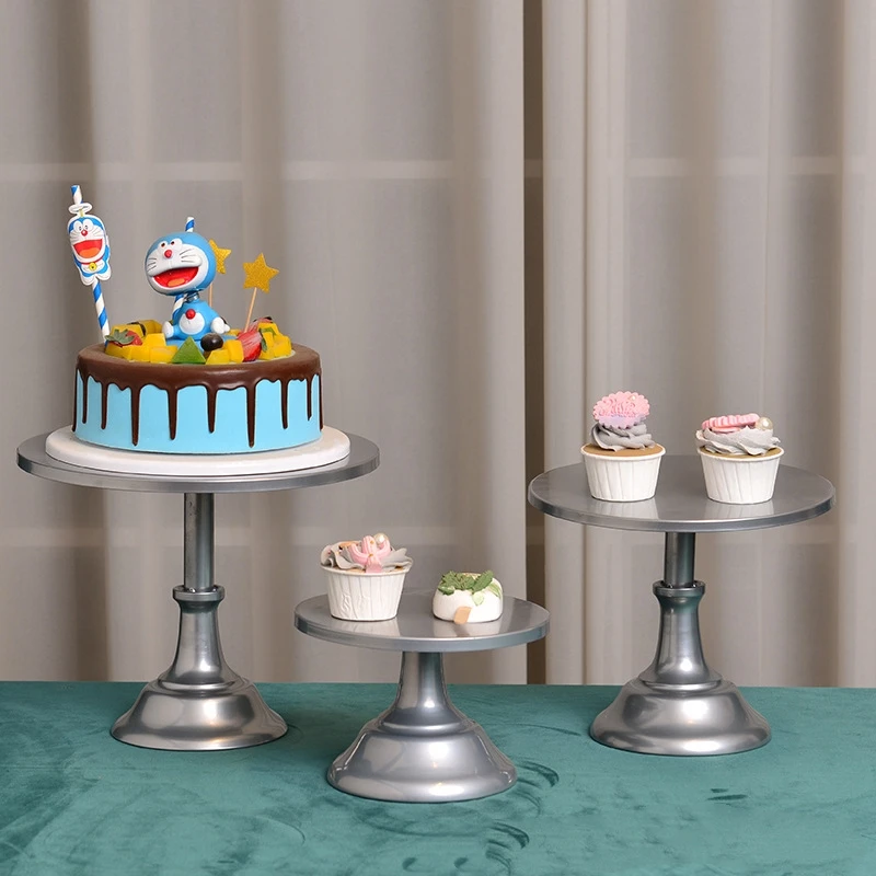 8/10/12inch Birthday Cake Stand Home Party Dessert Table Display Tray Cold Meal Break Afternoon Tea Center Rack Metal Pure Color