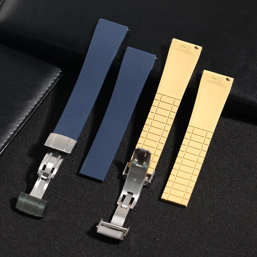 Premium Linen Texture FKM Rubber CTS Watch Strap with Equipped with Quick-Release  FKM Watch Bands Fit For Rolex Cartier Sekio