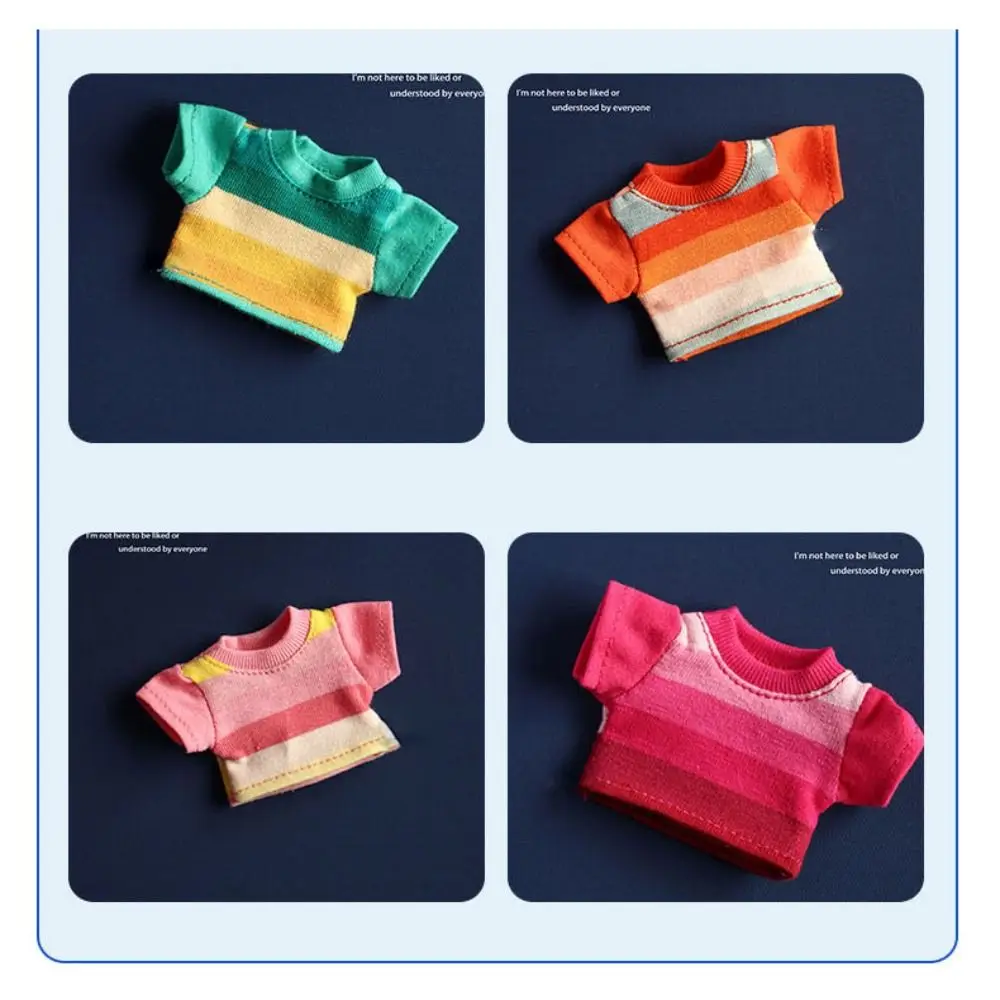 Camiseta informal para muñeca, estilo a la moda, Mini camiseta a rayas en 5 colores, accesorios DIY para muñecos de peluche de algodón de 10cm