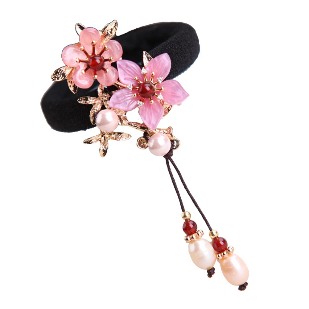 

Tie Chinese Style Hanfu Vintage Flower Elastic Hair Rope Wedding Party Banquet Daily Wear Retro Headdress Ponytail Holder Hair