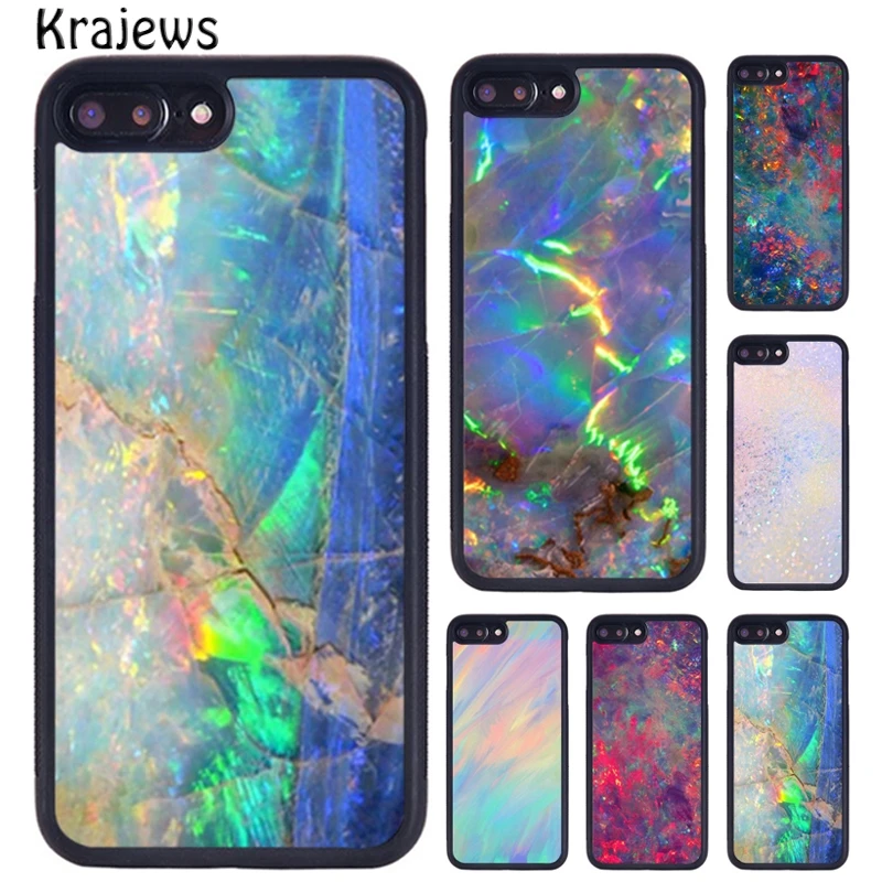 Krajews Opal Stone Iridescent Phone Case For iPhone 16 15 14 X XR XS 11 12 mini 13 Pro MAX Plus cover shell coque