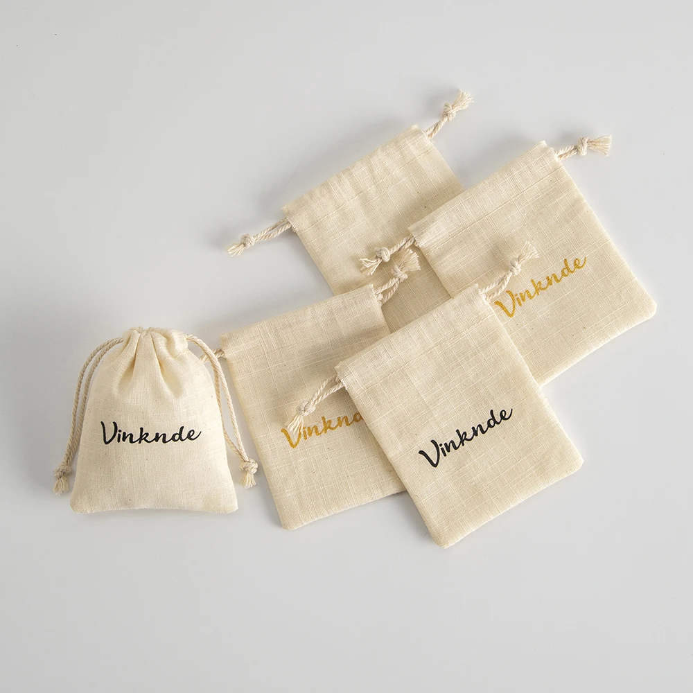 

100pack Bulk Cotton Muslin Bag Custom Logo 10x15cm Drawstring Jewelry Packaging Organizer Pouch Natural Canvas Wedding Gift Sack