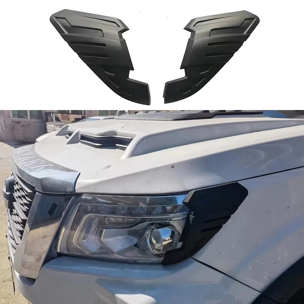 Abs Headlamp Decorative Frame Matte Black Headlight Cover Fit For Nissan Navara NP300 2015-2023 2024 Modification Accessories