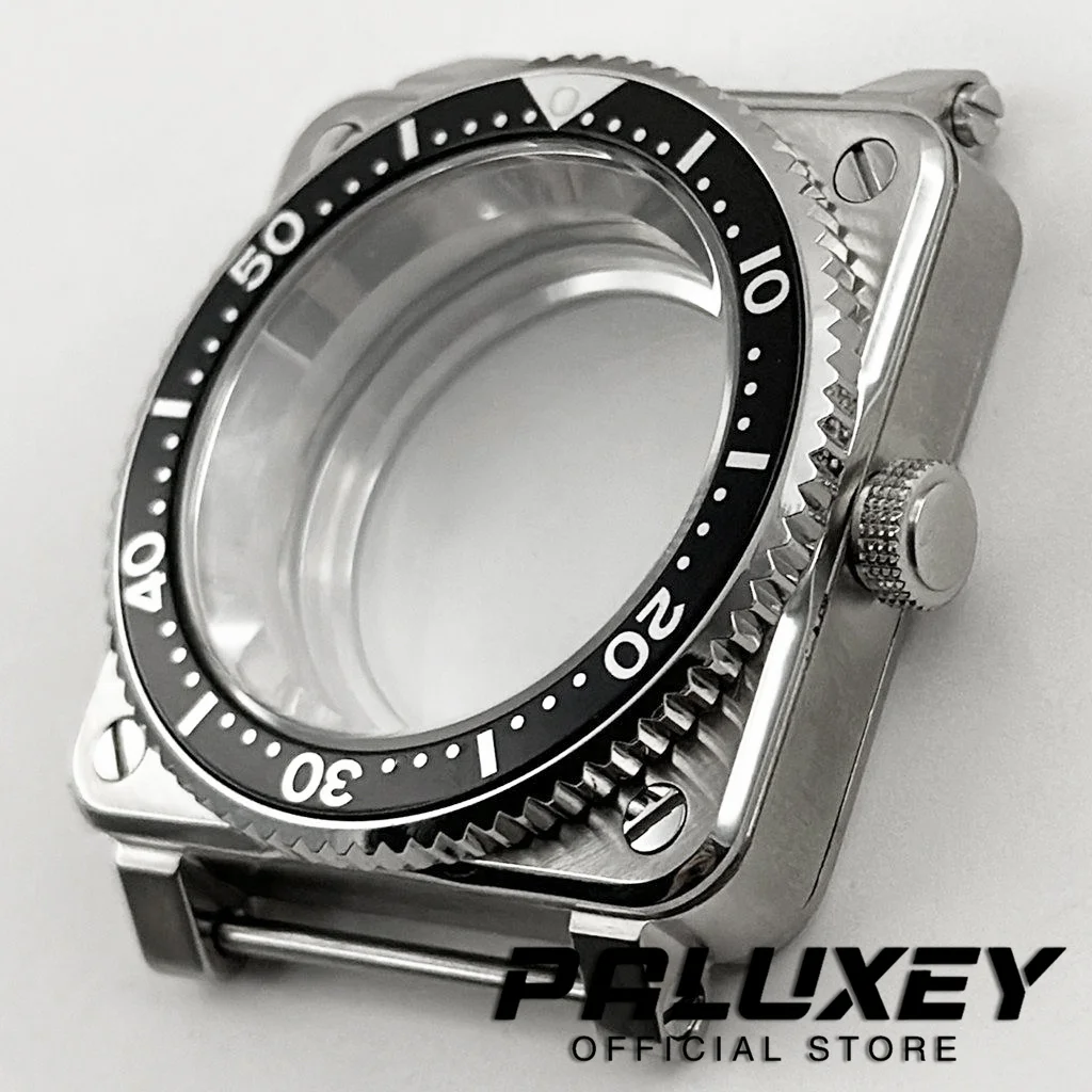NH35 42mm Square Case Sapphire Sapphire Crystal Fit NH35 NH36 4R 7S Japan Automatic Movement 316 Stainless Steel Mod SKX Case